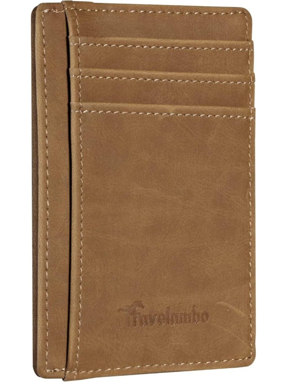 Men's Dark Brown Slim Wallet Front Pocket Minimalist Leather RFID Blocking
